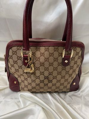 Gucci Monogram Canvas Alma Dome in Burgundy