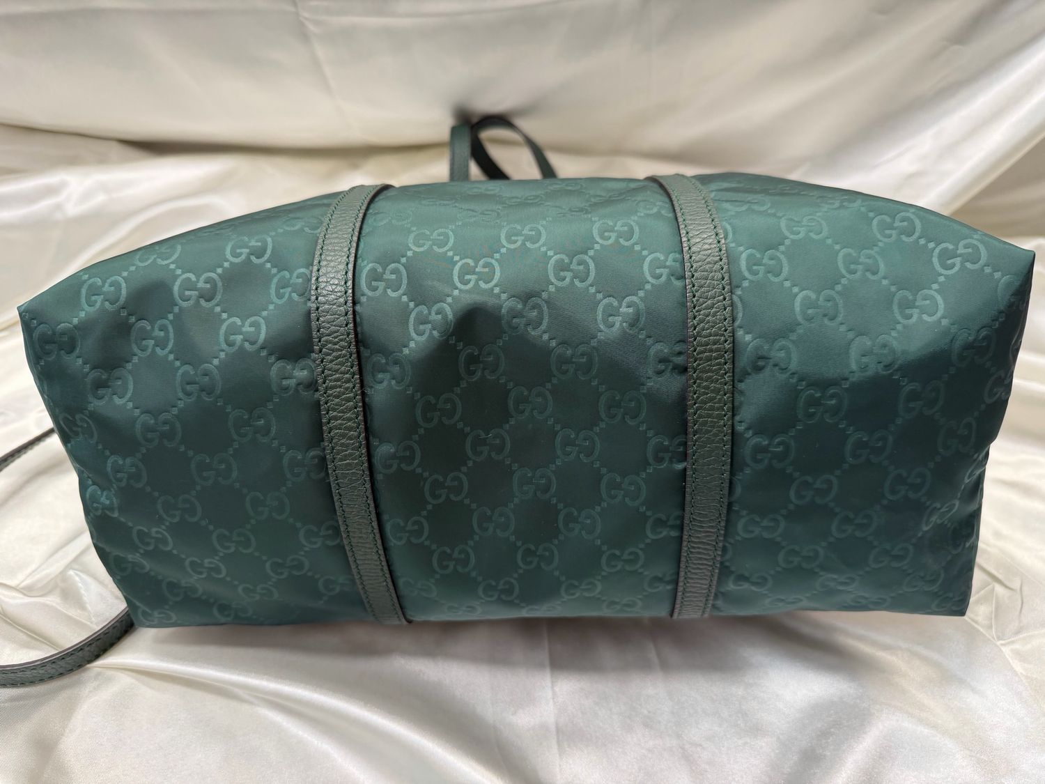 Gucci Nylon Monogram Zipper Crossbody in Green