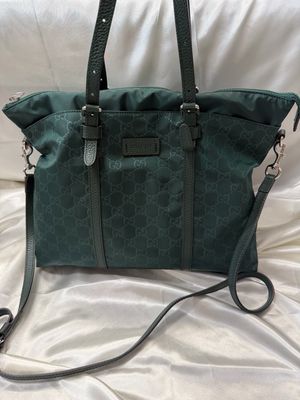 Gucci Nylon Monogram Zipper Crossbody in Green