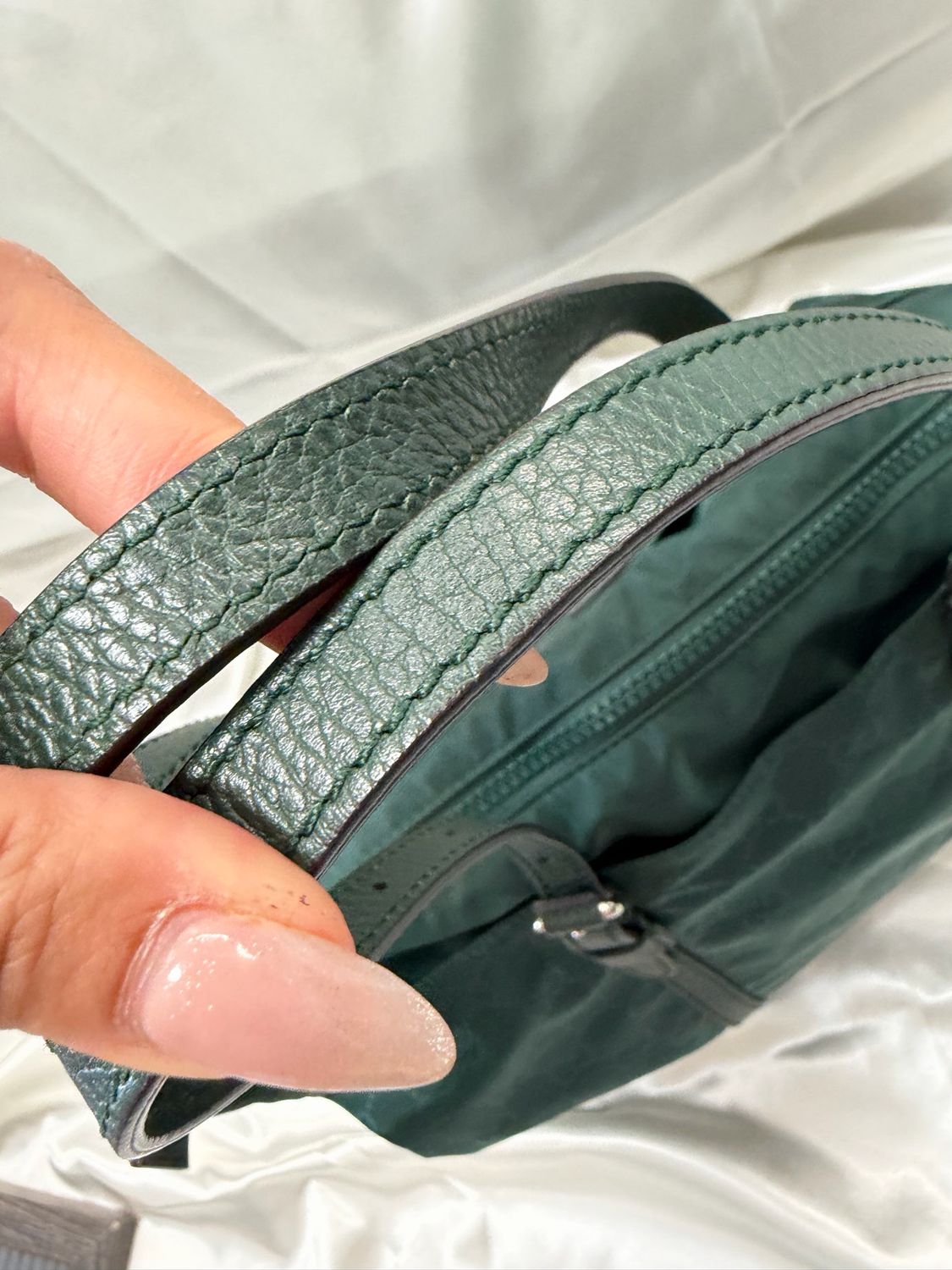 Gucci Nylon Monogram Zipper Crossbody in Green