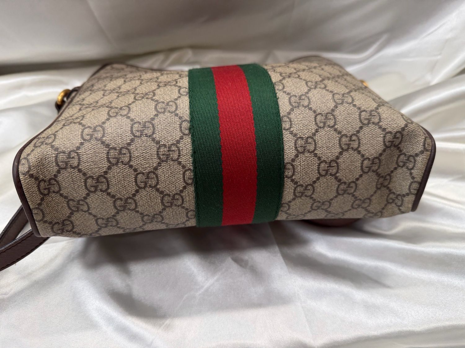 Gucci Monogram Supreme Ophidia Web Messenger Sling Crossbody