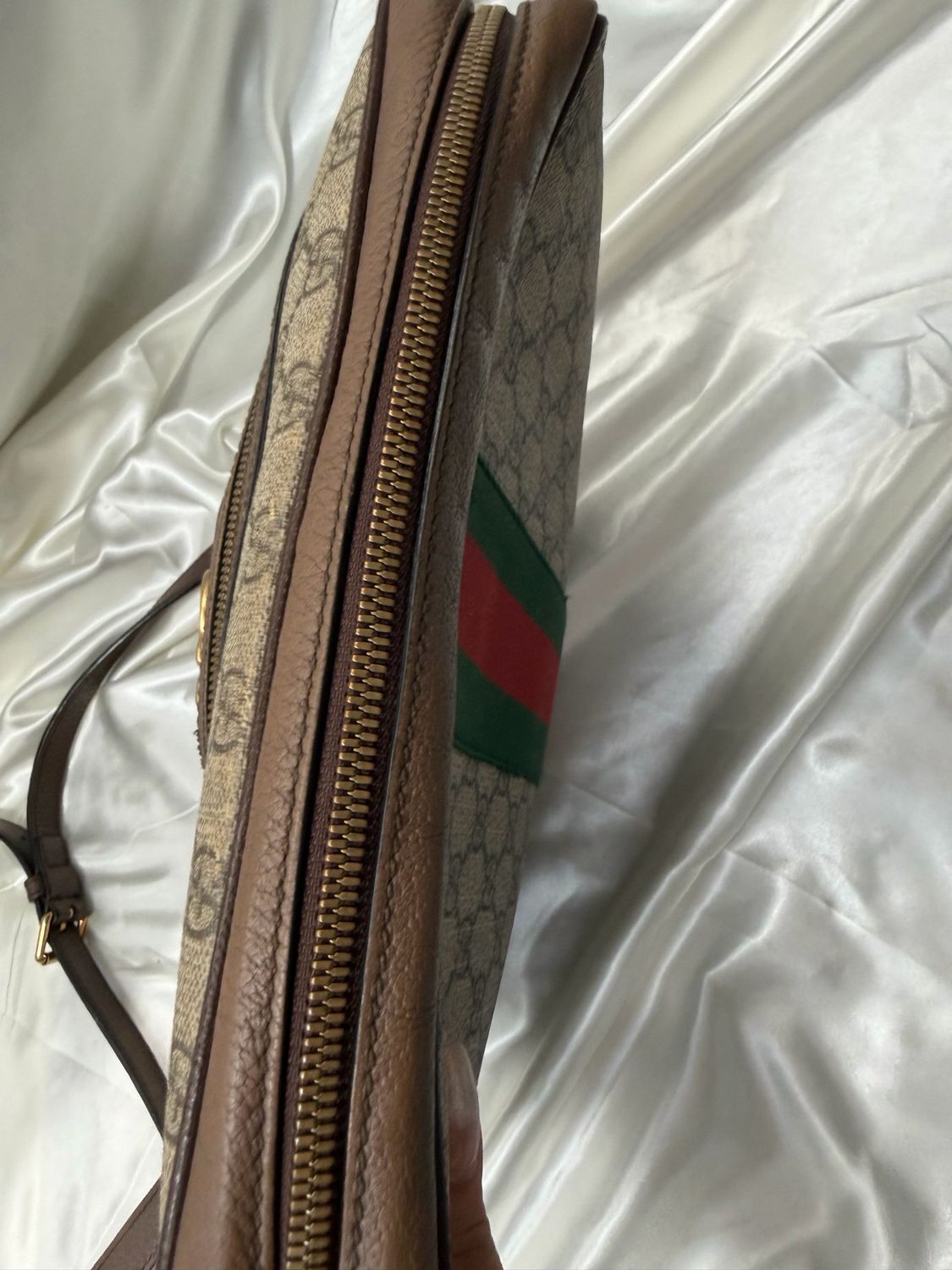 Gucci Monogram Supreme Ophidia Web Messenger Sling Crossbody