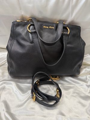 Miu Miu Soft Leather Double Zipper Crossbody Messenger Sling