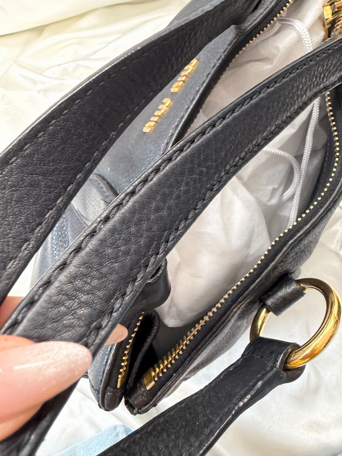 Miu Miu Soft Leather Double Zipper Crossbody Messenger Sling