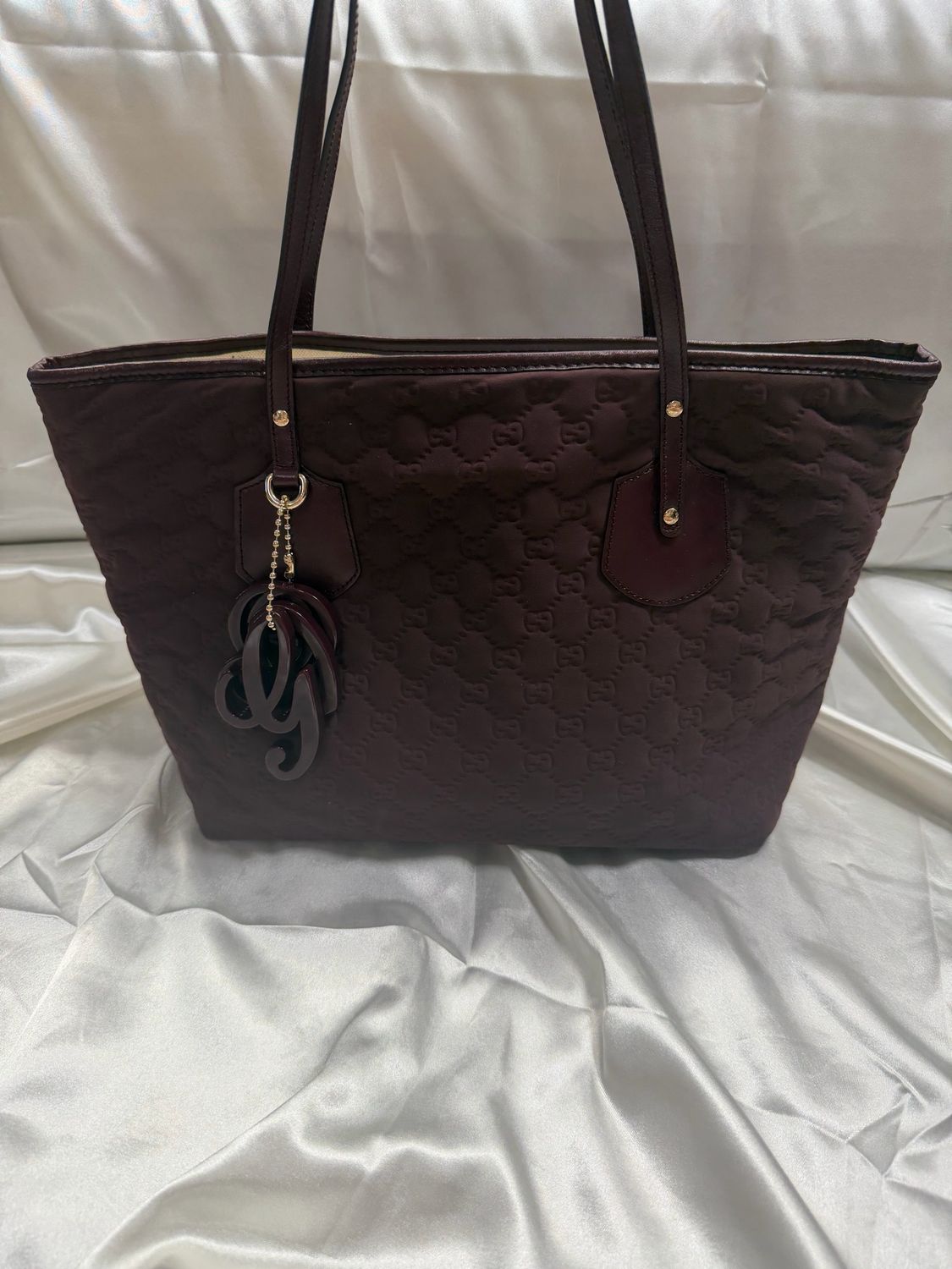 Gucci Monogram Nylon Joliceur Padded Tote Shoulder in Burgundy