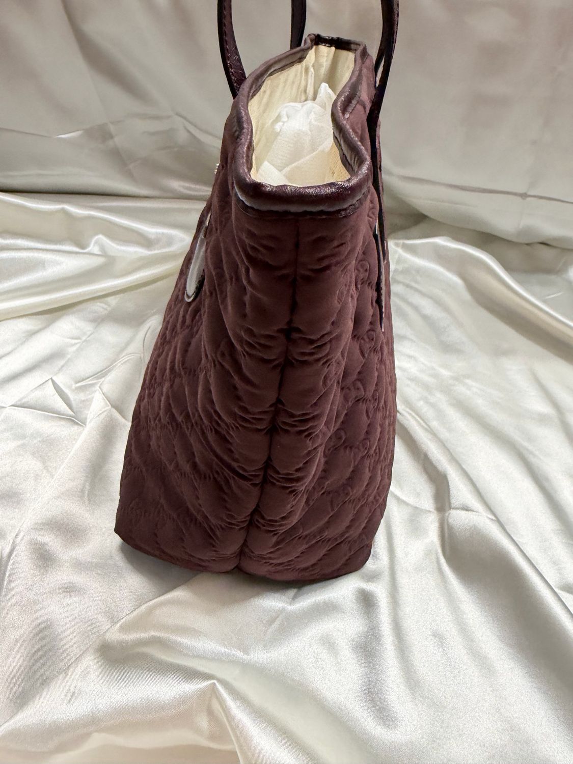 Gucci Monogram Nylon Joliceur Padded Tote Shoulder in Burgundy