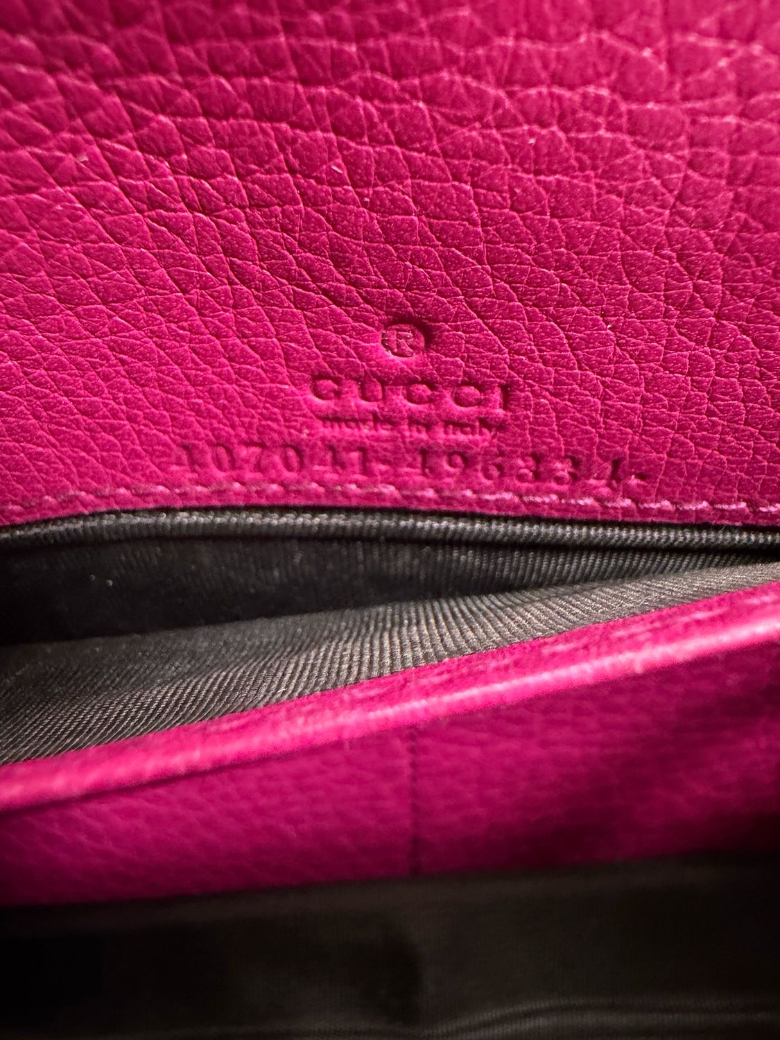 Gucci Pebbled Leather Flap Wallet On Chain Sling Crossbody