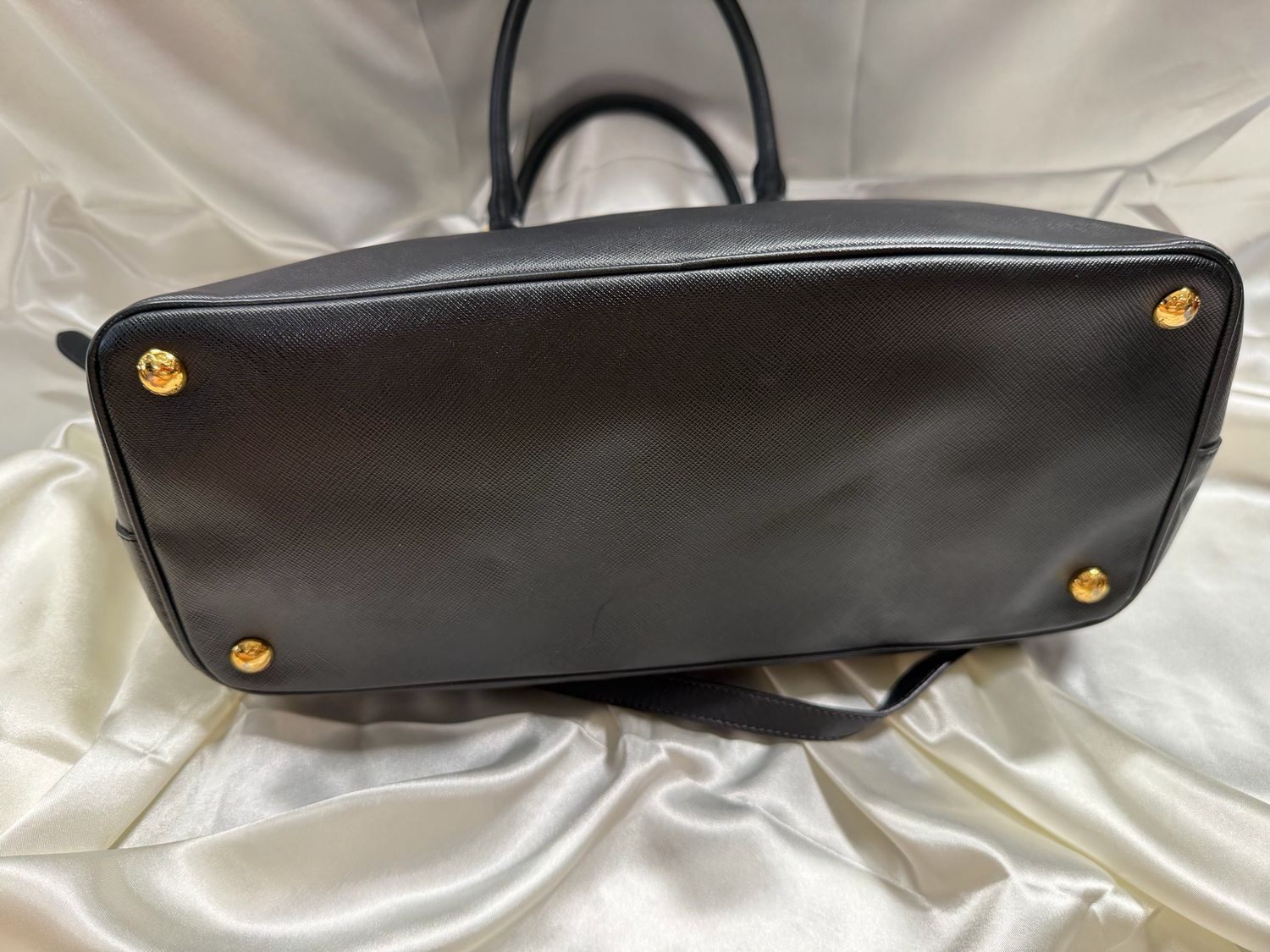 Prada Saffiano Luxe Double Zipper Messenger Crossbody in Black