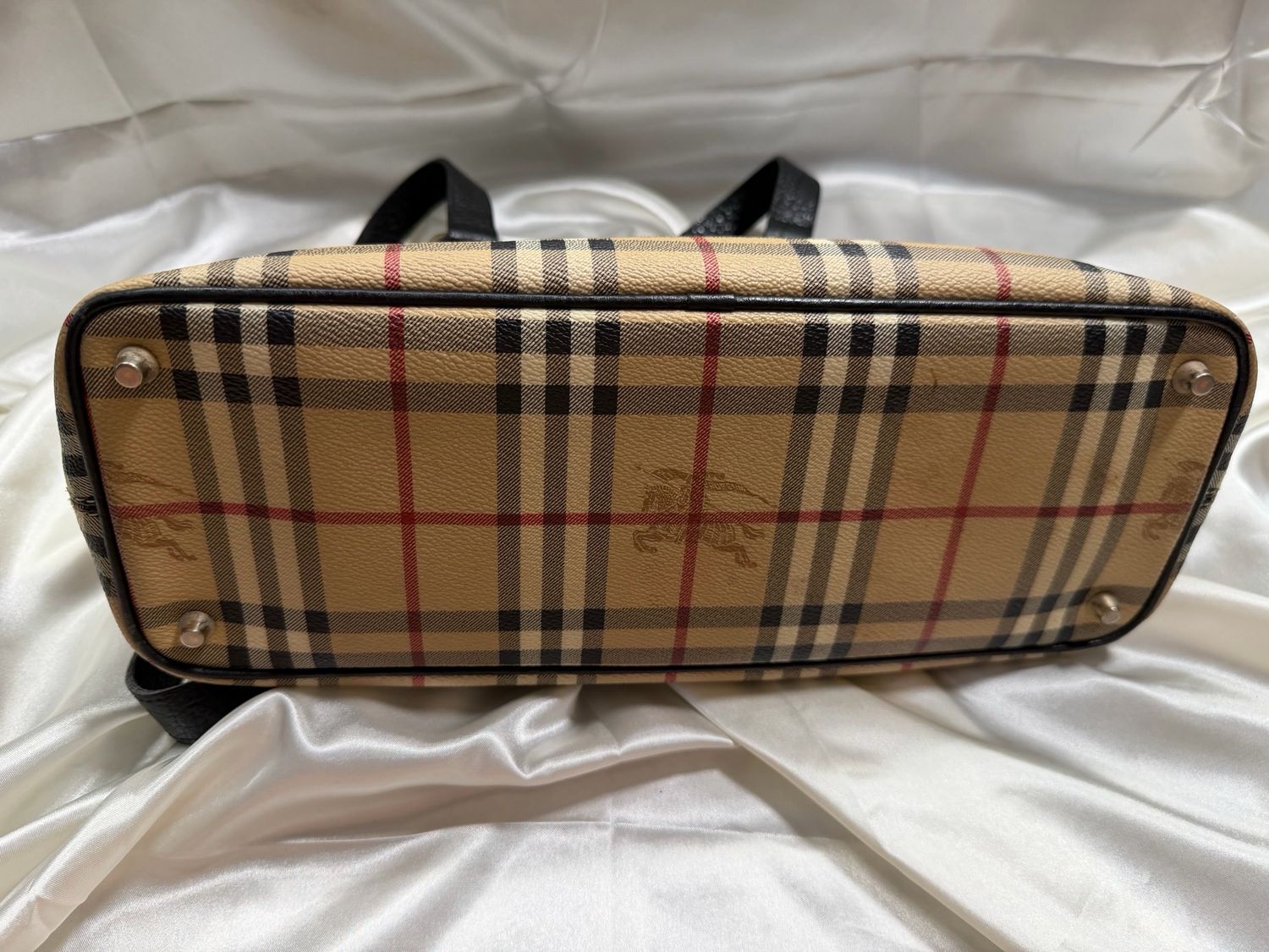 Burberry Haymarket Check Zipper Tote in Black