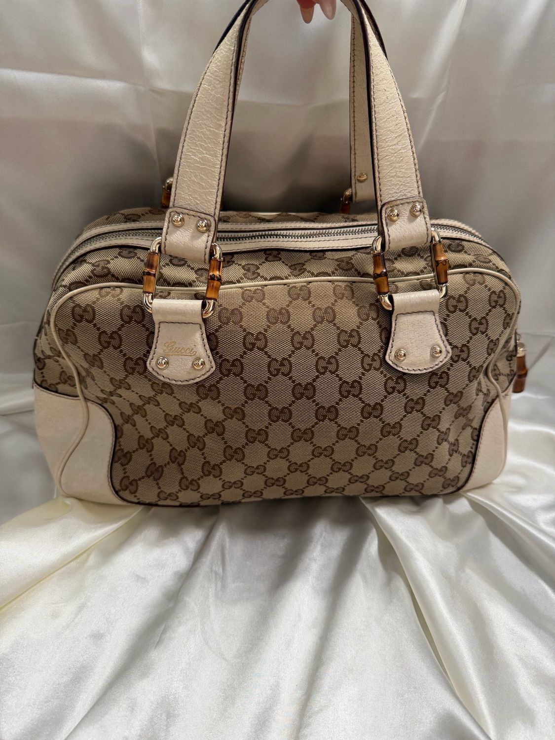 Gucci Monogram Boston Bowler Bamboo