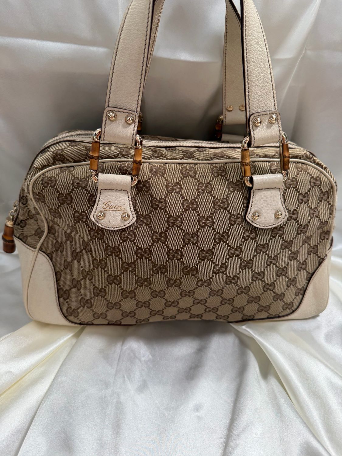 Gucci Monogram Boston Bowler Bamboo