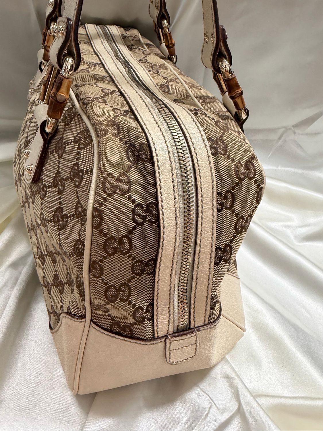 Gucci Monogram Boston Bowler Bamboo