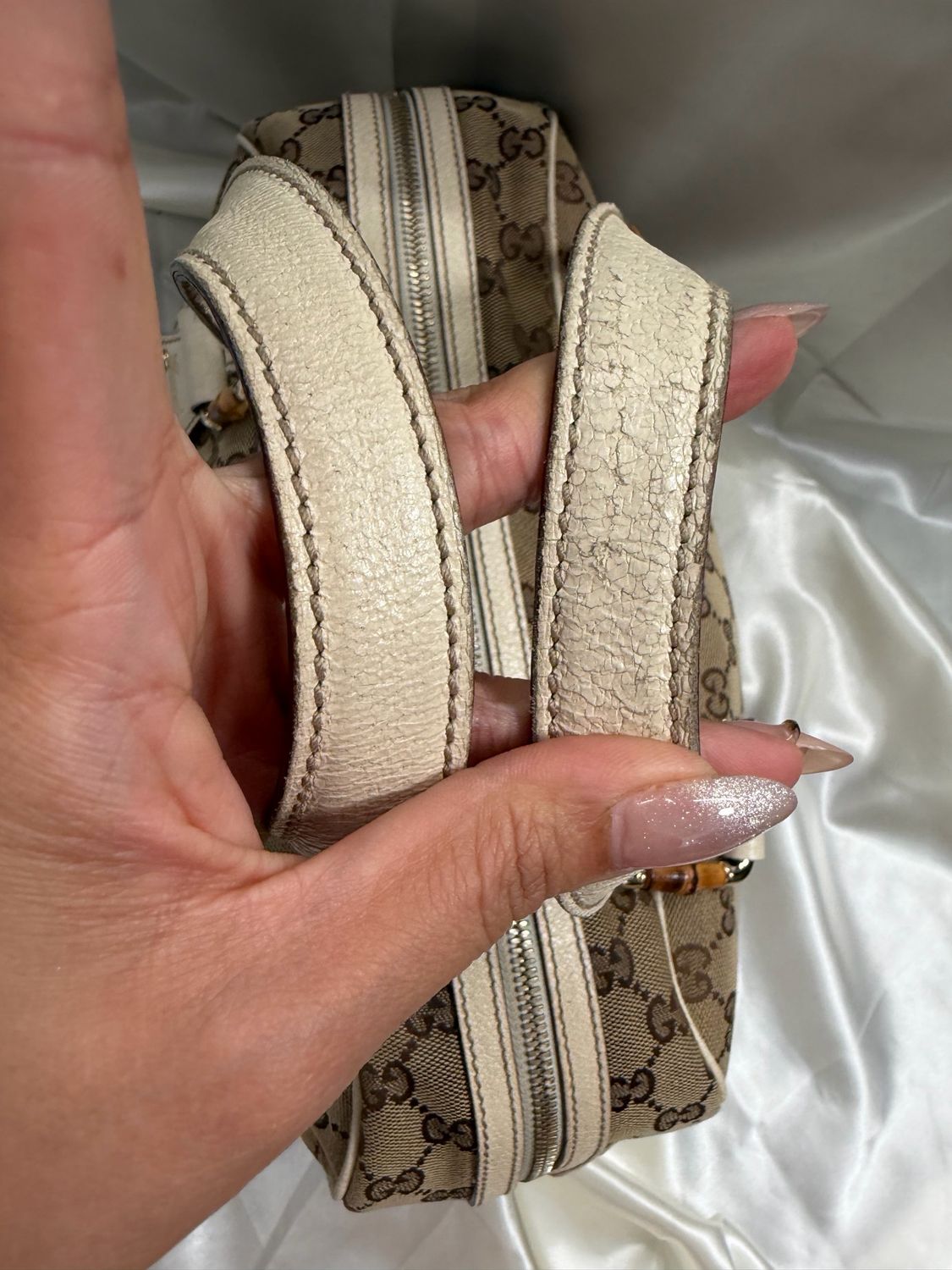 Gucci Monogram Boston Bowler Bamboo