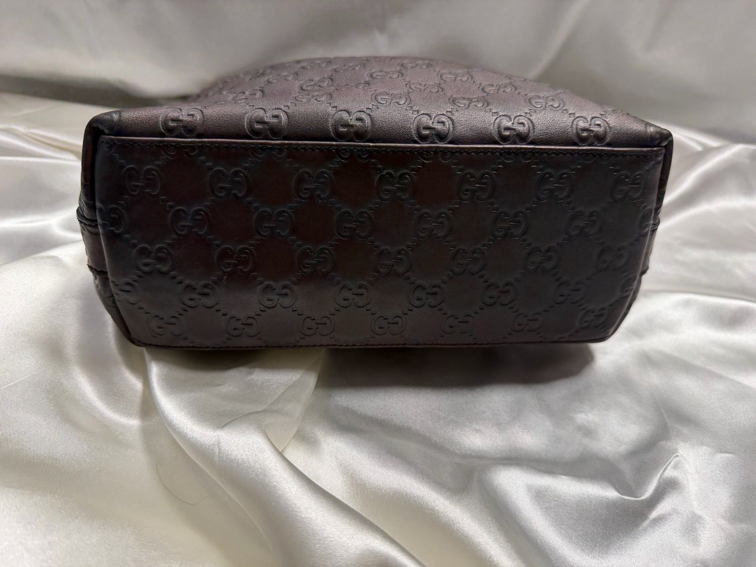 Gucci Monogram Guccissima Hobo Zipper Shoulder in Dark Brown
