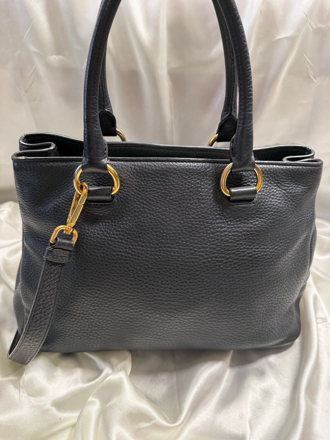 Prada Vitello Daino Convertible Messenger Crossbody in Black