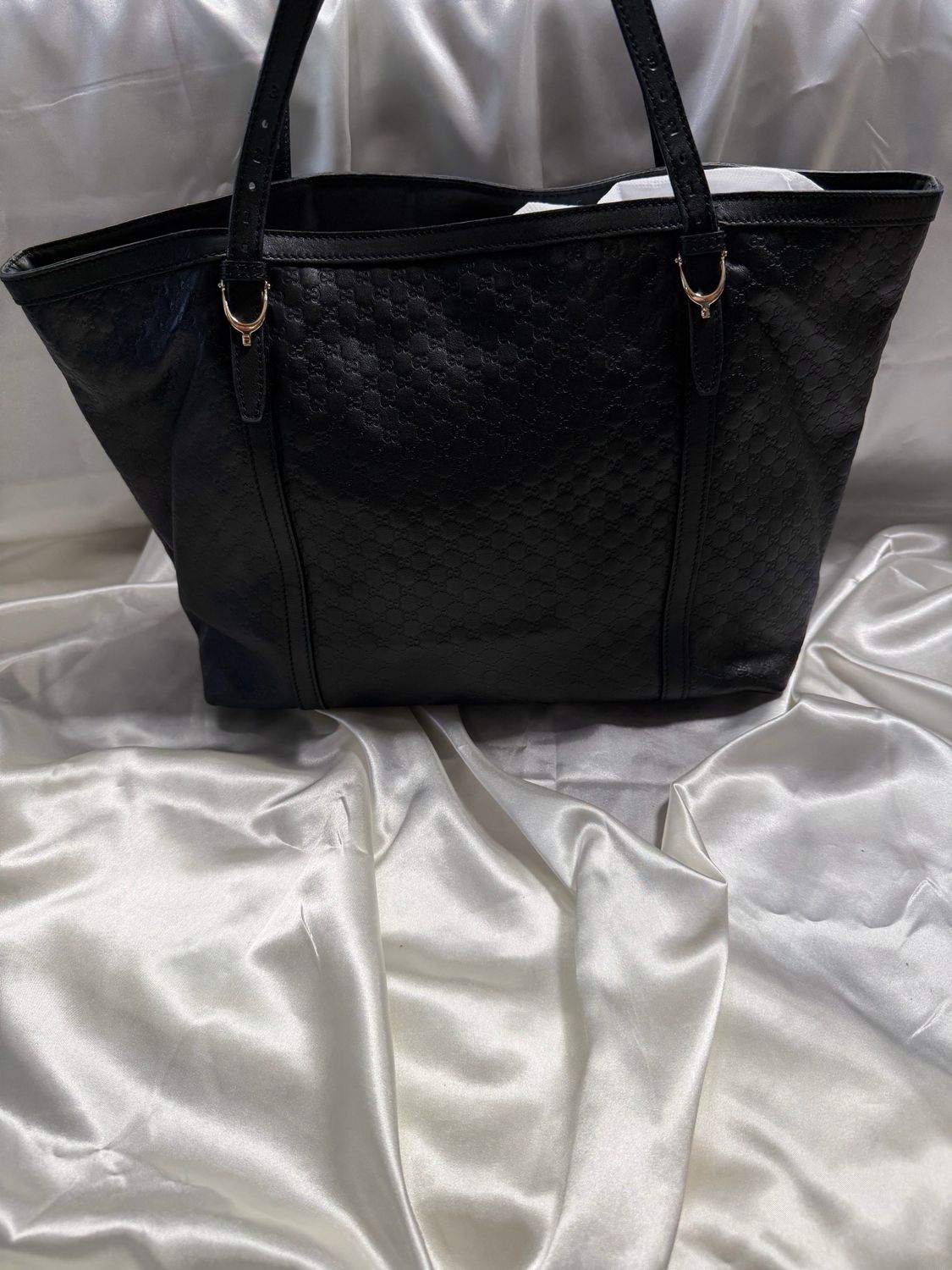 Gucci Microguccissima Nice Medium Tote Shoulder Bag in Black