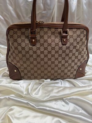 Gucci Monogram Canvas Alma Dome Top Nail Handbag Top Handle in Brown