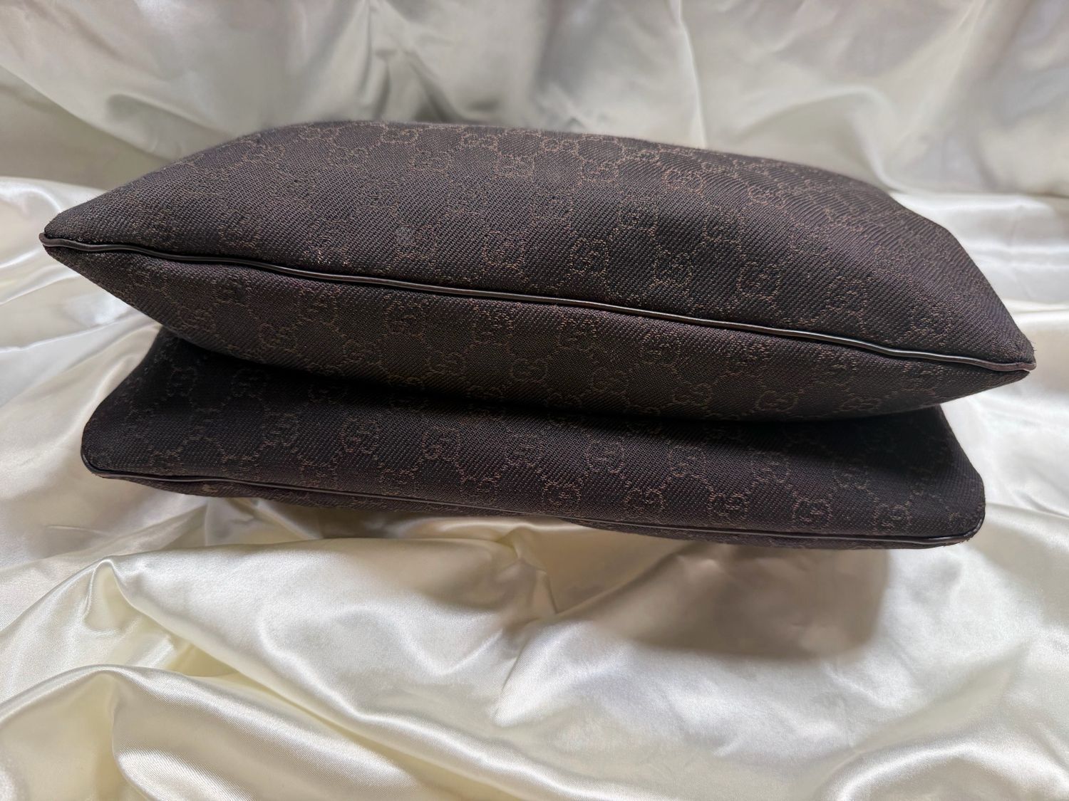 Gucci Monogram Canvas Denim Hobo Vintage Halfmoon in Dark Brown