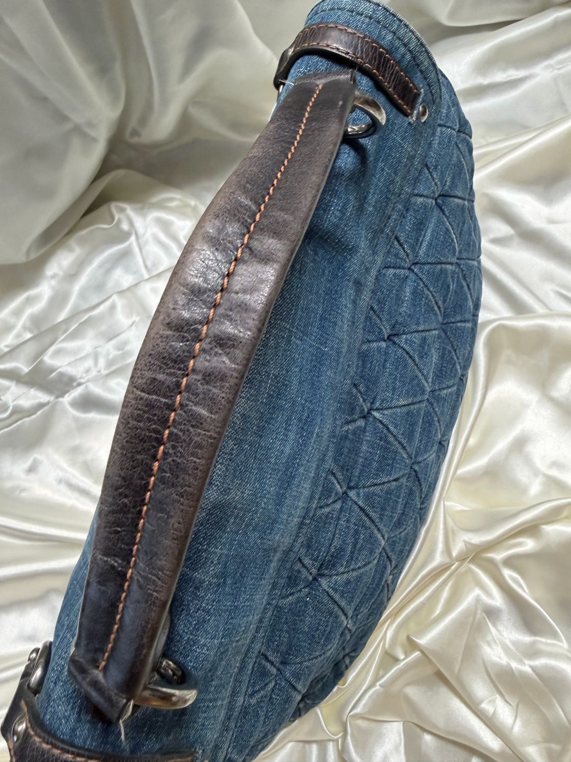 Miu Miu Two Way Paloma Denim and Leather in Blue