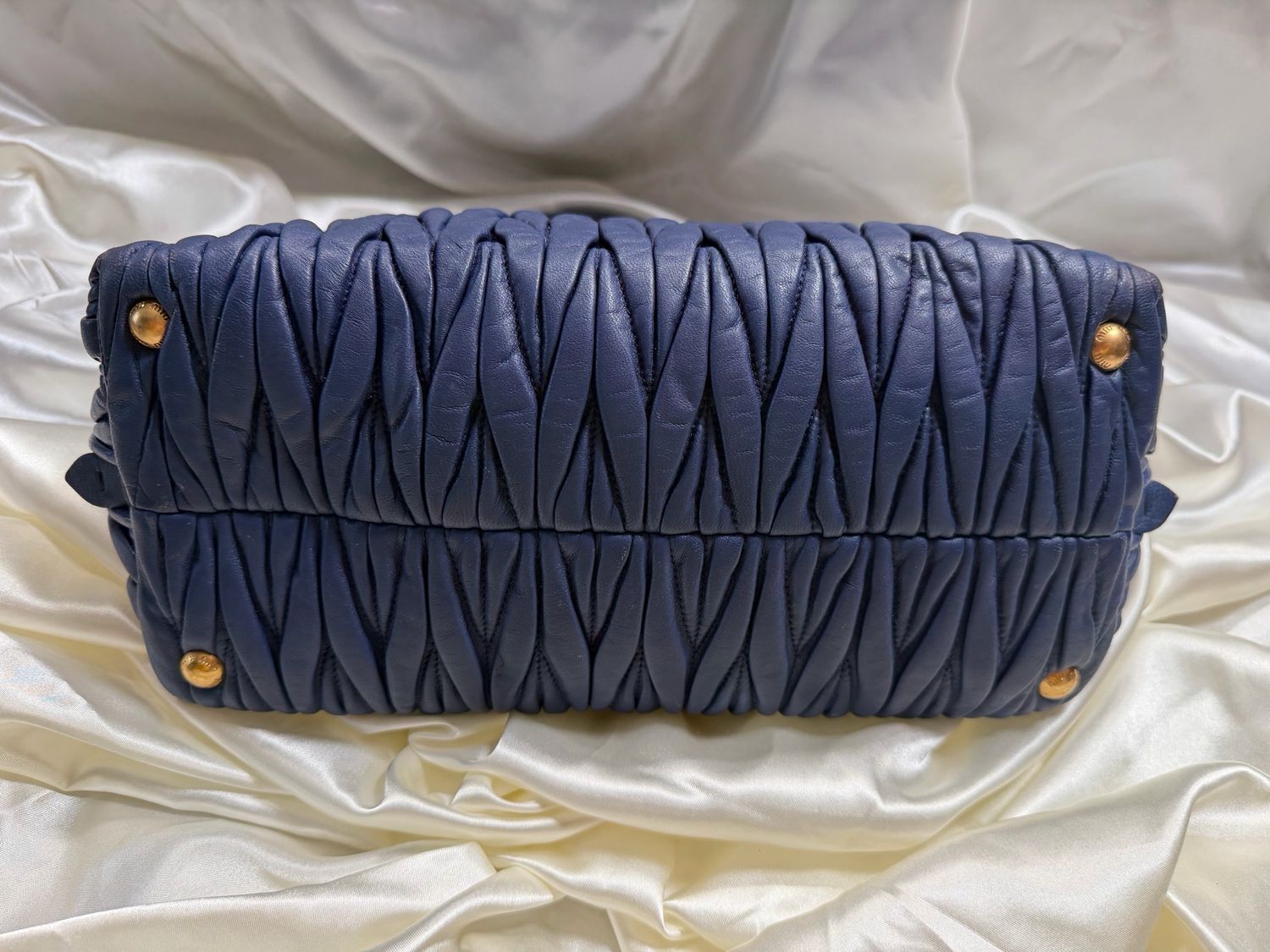 Miumiu Matelasse Crossbody Sling in Navy Blue