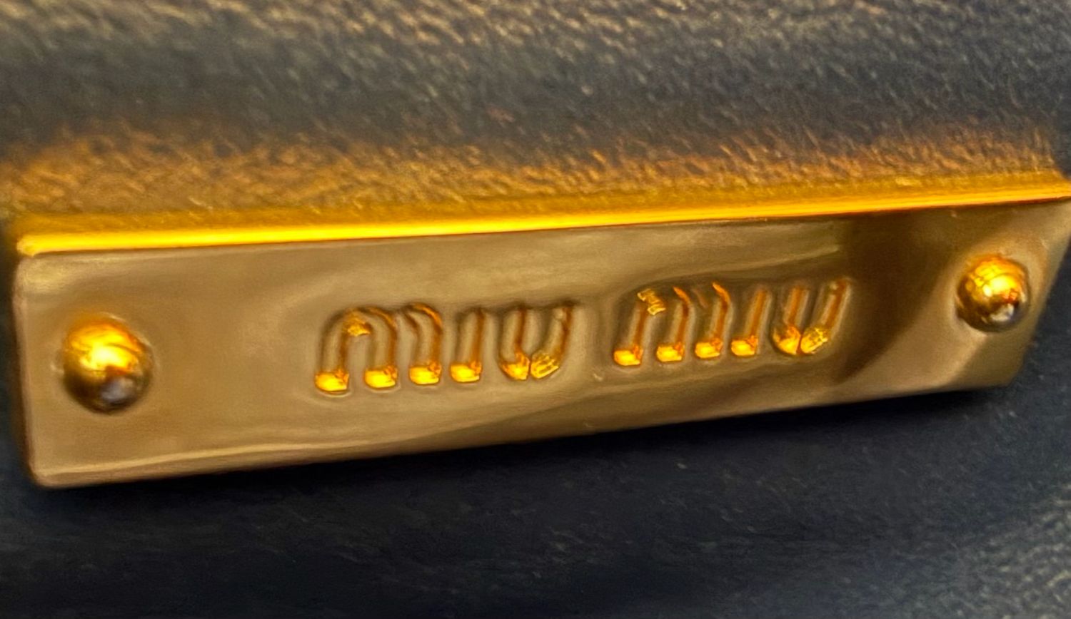 Miu Miu Soft Calf Studded Tote Convertible Sling in Navy Blue