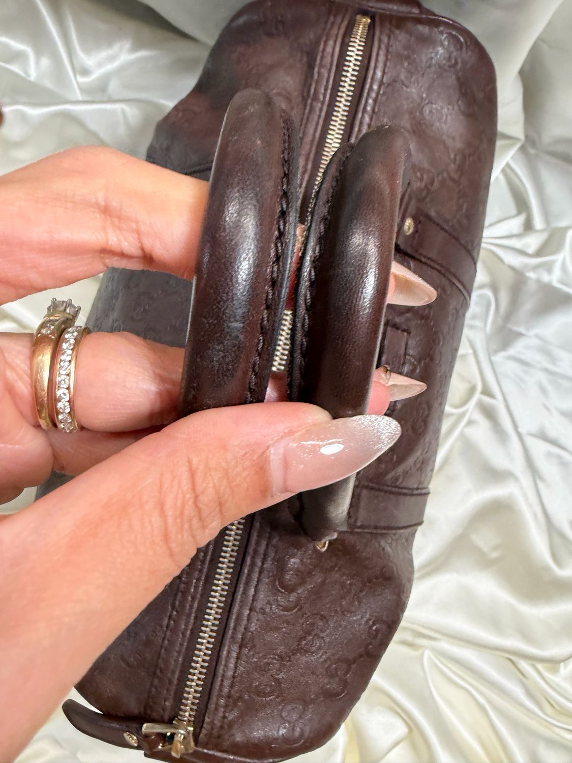 Gucci Leather Joy Boston Guccissima in Dark Brown