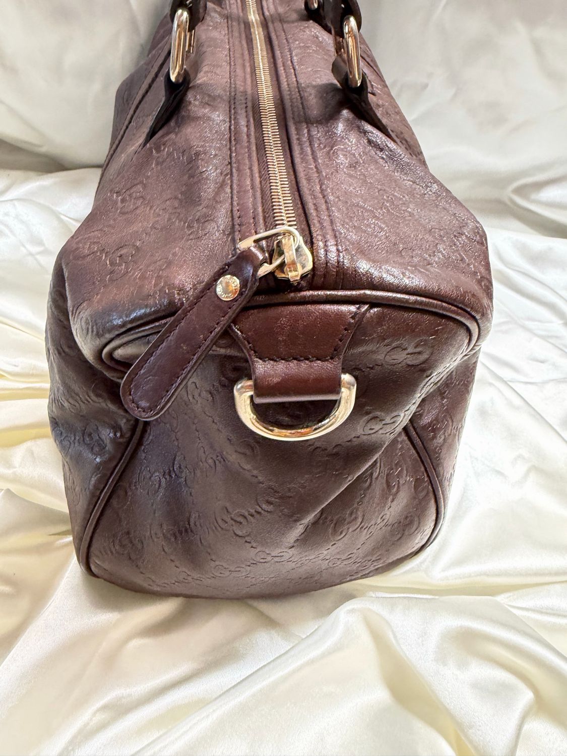 Gucci Leather Joy Boston Guccissima in Dark Brown