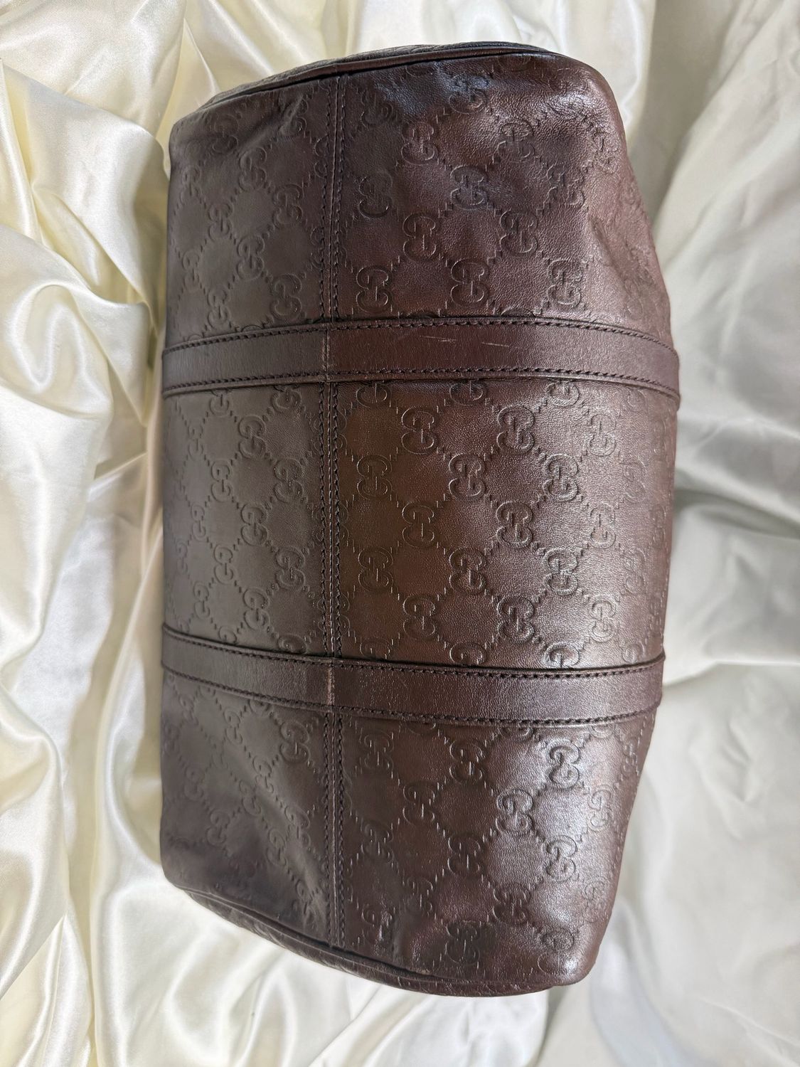 Gucci Leather Joy Boston Guccissima in Dark Brown