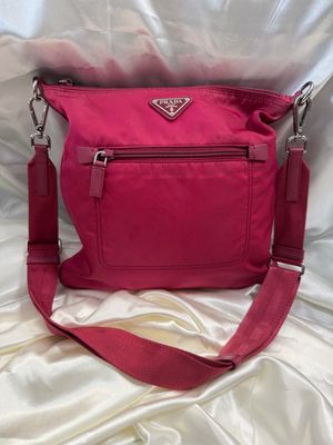 Prada Nylon Tessuto Saffiano Crosssbody Messenger Sling in Pink