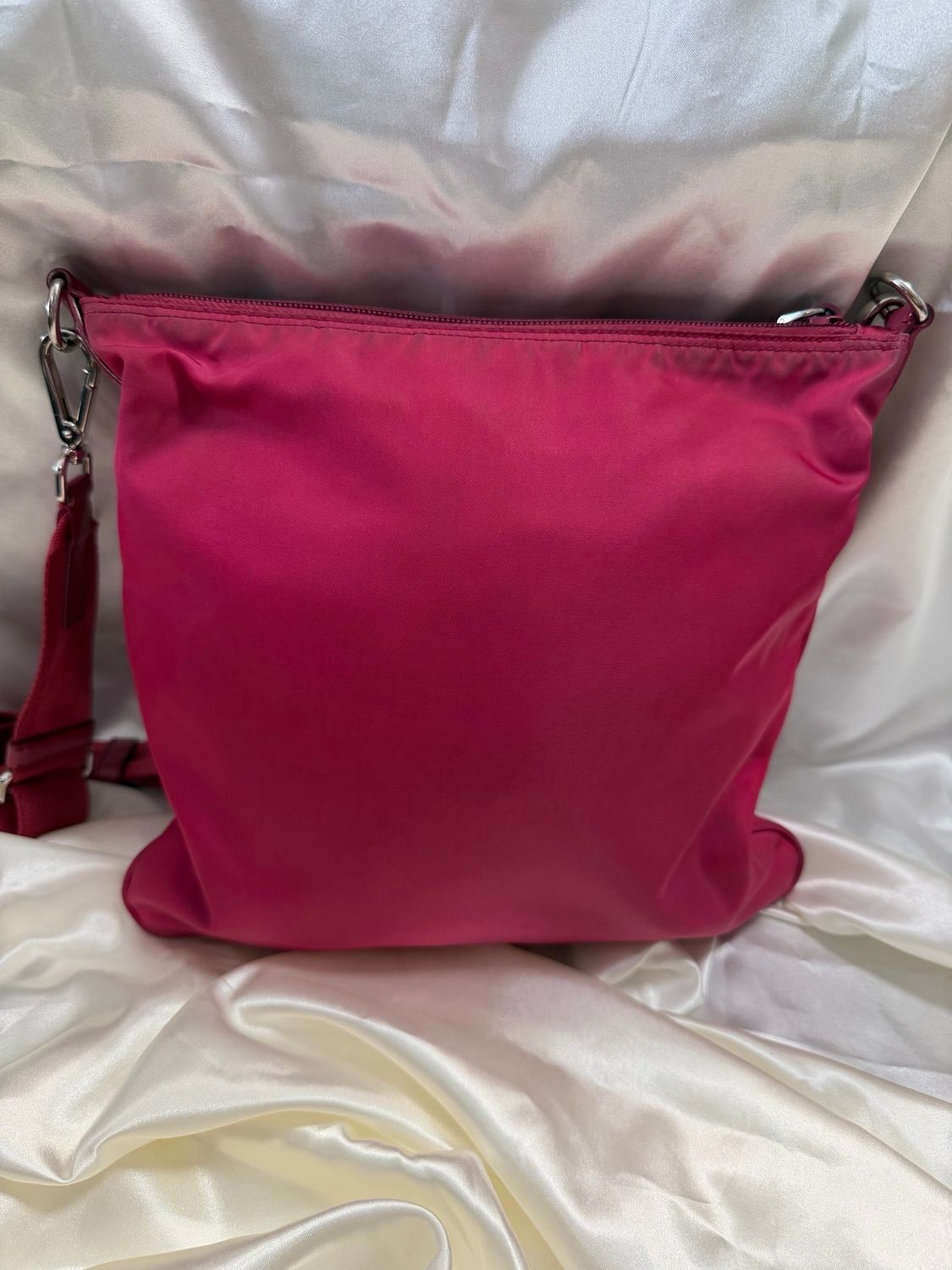 Prada Nylon Tessuto Saffiano Crosssbody Messenger Sling in Pink