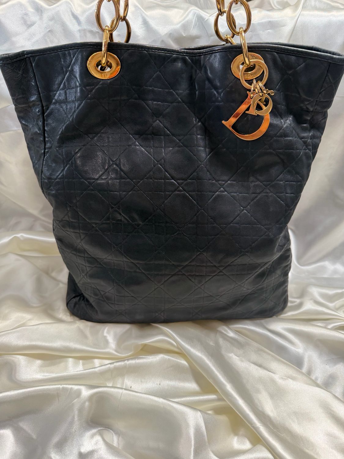 Christian Dior Cannage Quilted Vertical Lambskin Tote