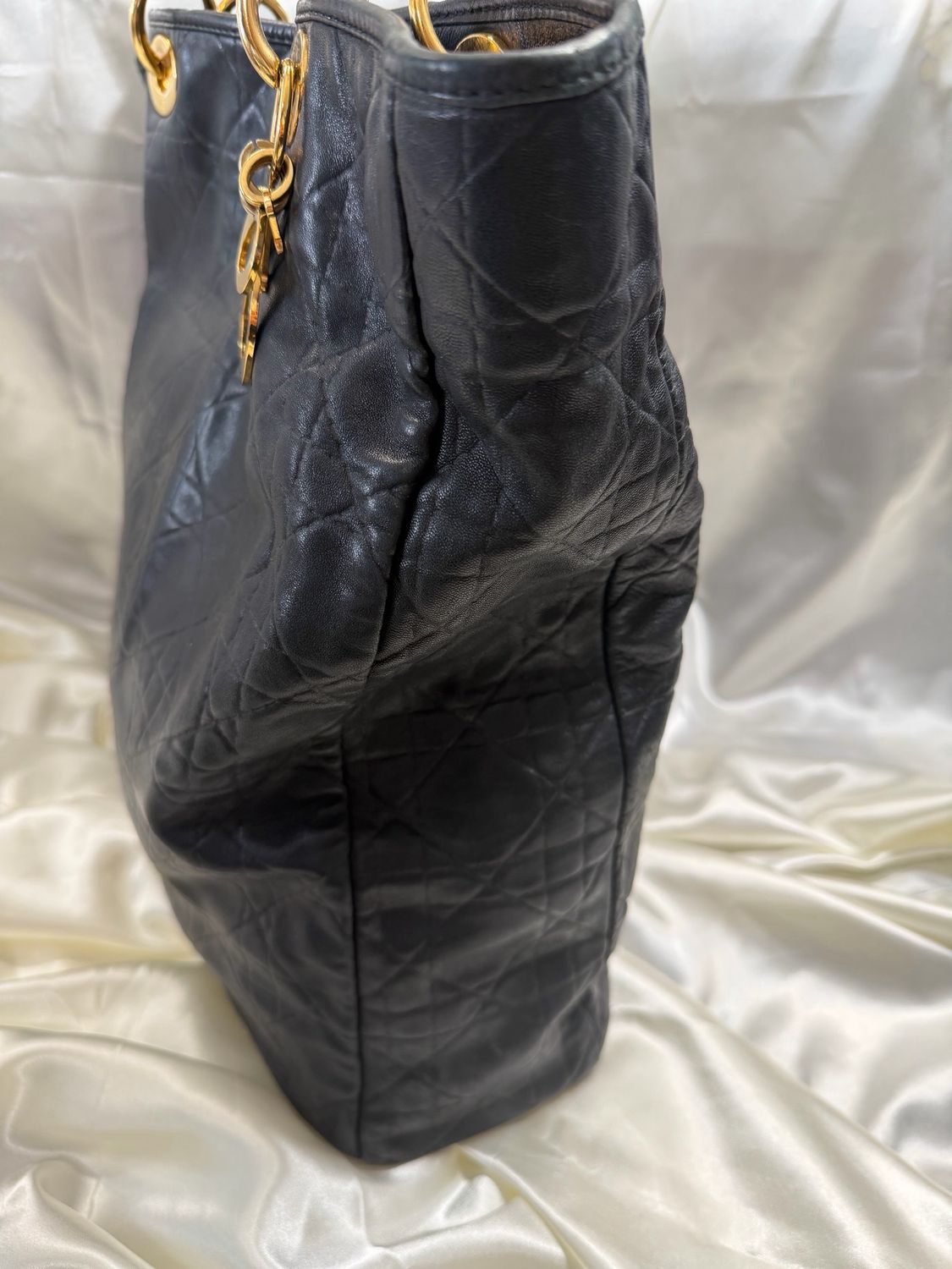 Christian Dior Cannage Quilted Vertical Lambskin Tote