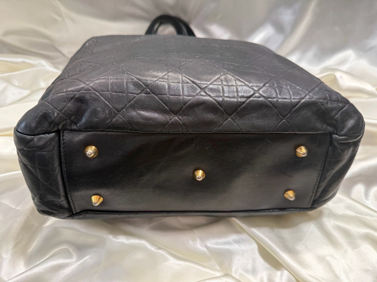 Christian Dior Cannage Quilted Vertical Lambskin Tote