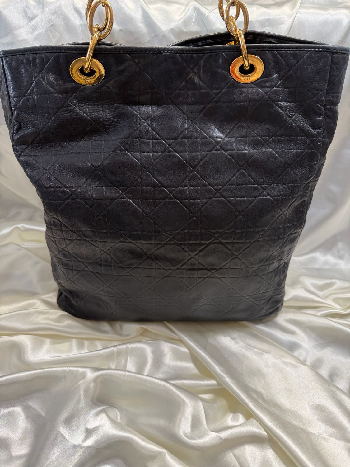 Christian Dior Cannage Quilted Vertical Lambskin Tote