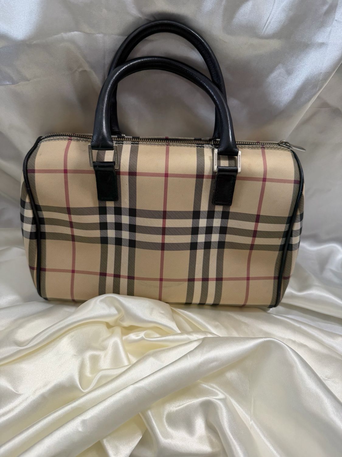 Burberry Boston Novacheck Satchel Top Handle Bowler