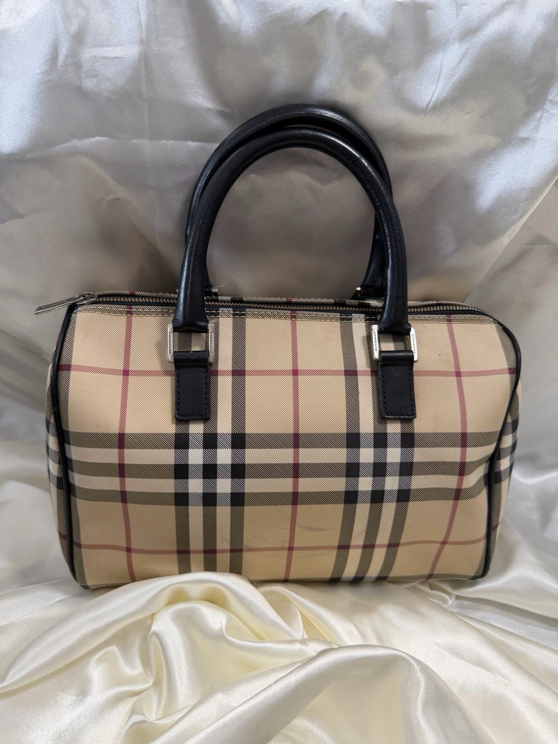 Burberry Boston Novacheck Satchel Top Handle Bowler