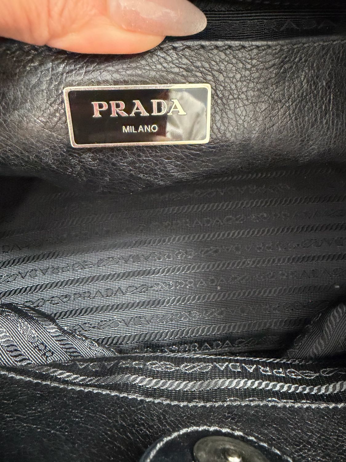 Prada Glace Calfskin Two Way Twin Tote Crossbody Sling