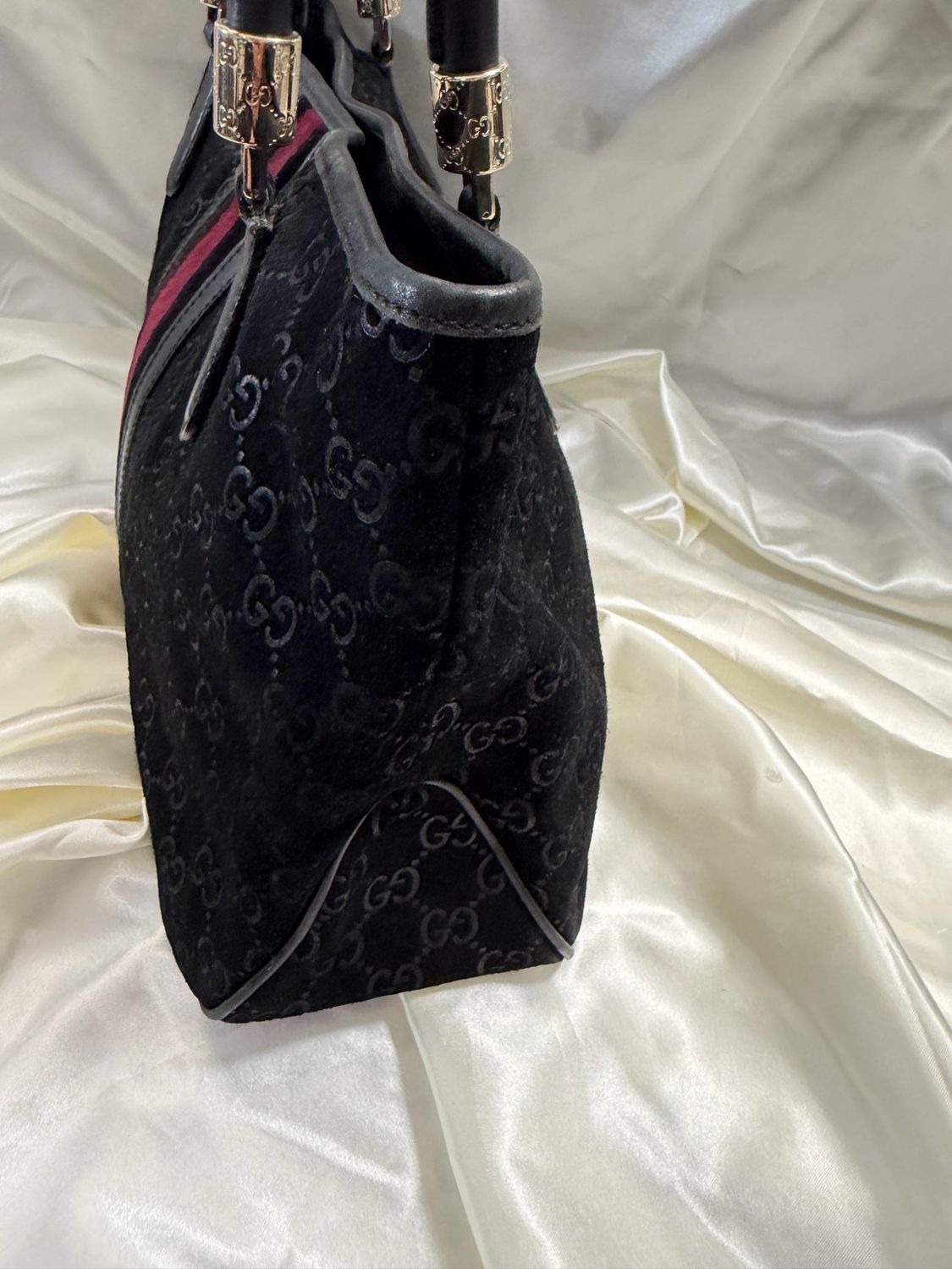 Gucci Borsa Web Tote Suede in Black