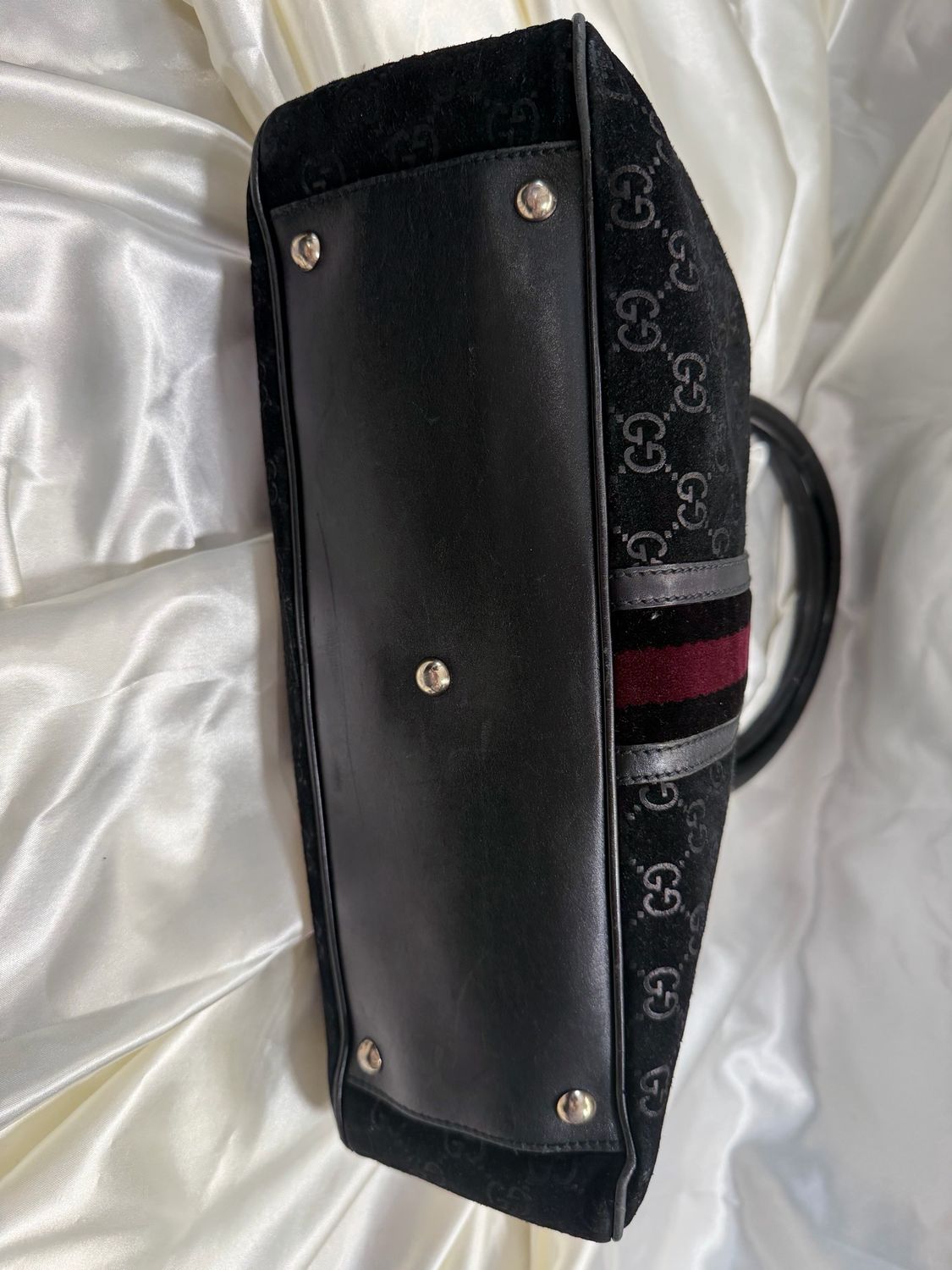 Gucci Borsa Web Tote Suede in Black