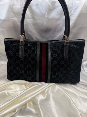 Gucci Borsa Web Tote Suede in Black