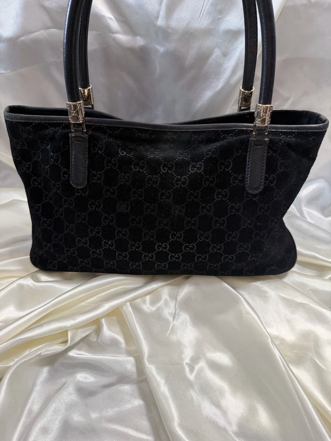 Gucci Borsa Web Tote Suede in Black
