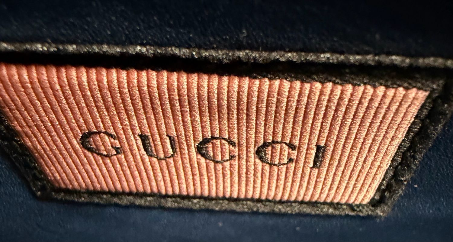Gucci Marmont Quilted Zip Around Blue Agata Hibiscus Red