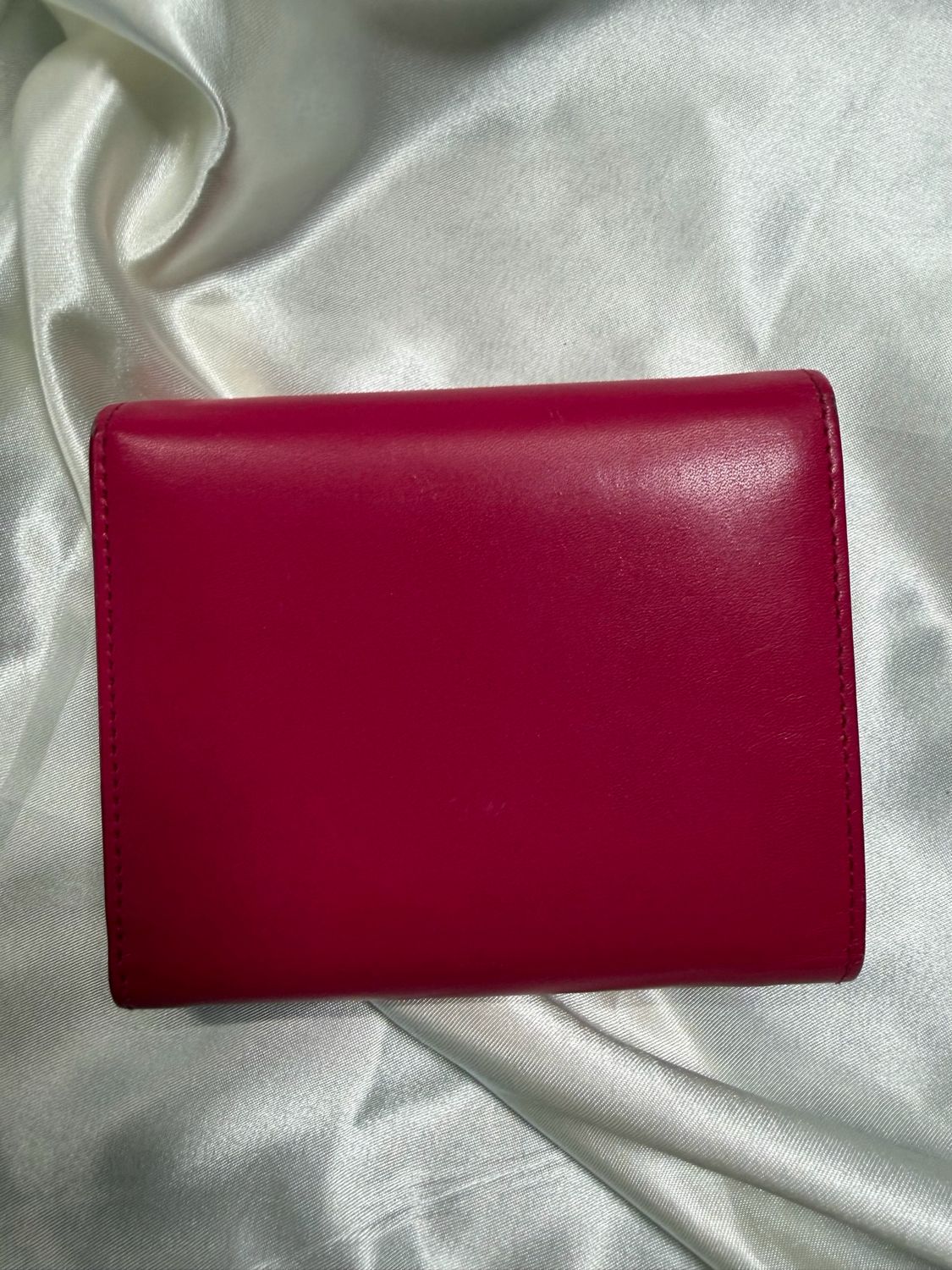 Yves Saint Laurent Compact Flap Wallet in Shiny Pink 