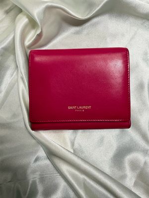 Yves Saint Laurent Compact Flap Wallet in Shiny Pink 