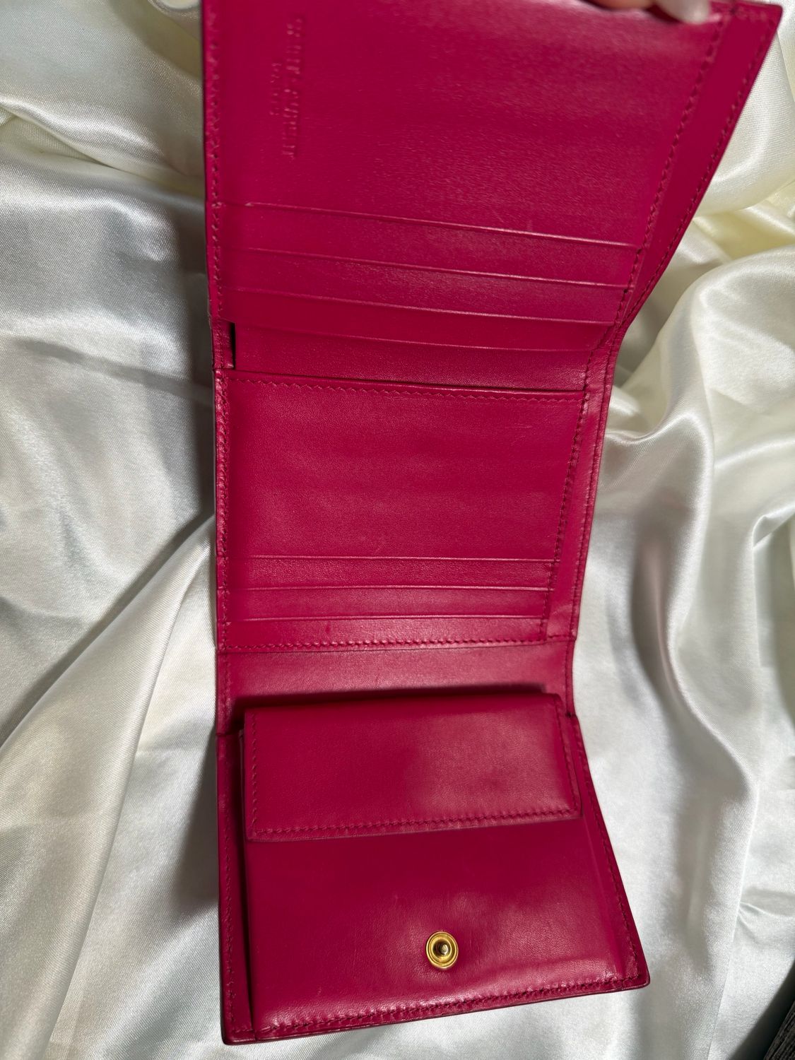 Yves Saint Laurent Compact Flap Wallet in Shiny Pink 