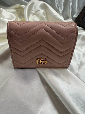 Gucci Marmont Flap Card Wallet Quilted in Blush Pink