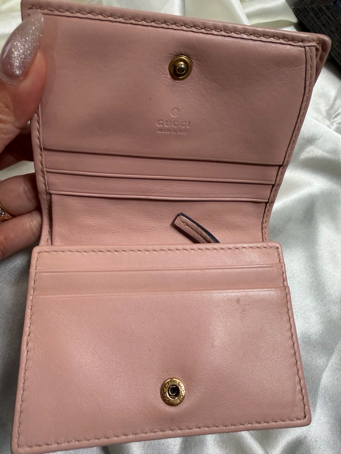 Gucci Marmont Flap Card Wallet Quilted in Blush Pink