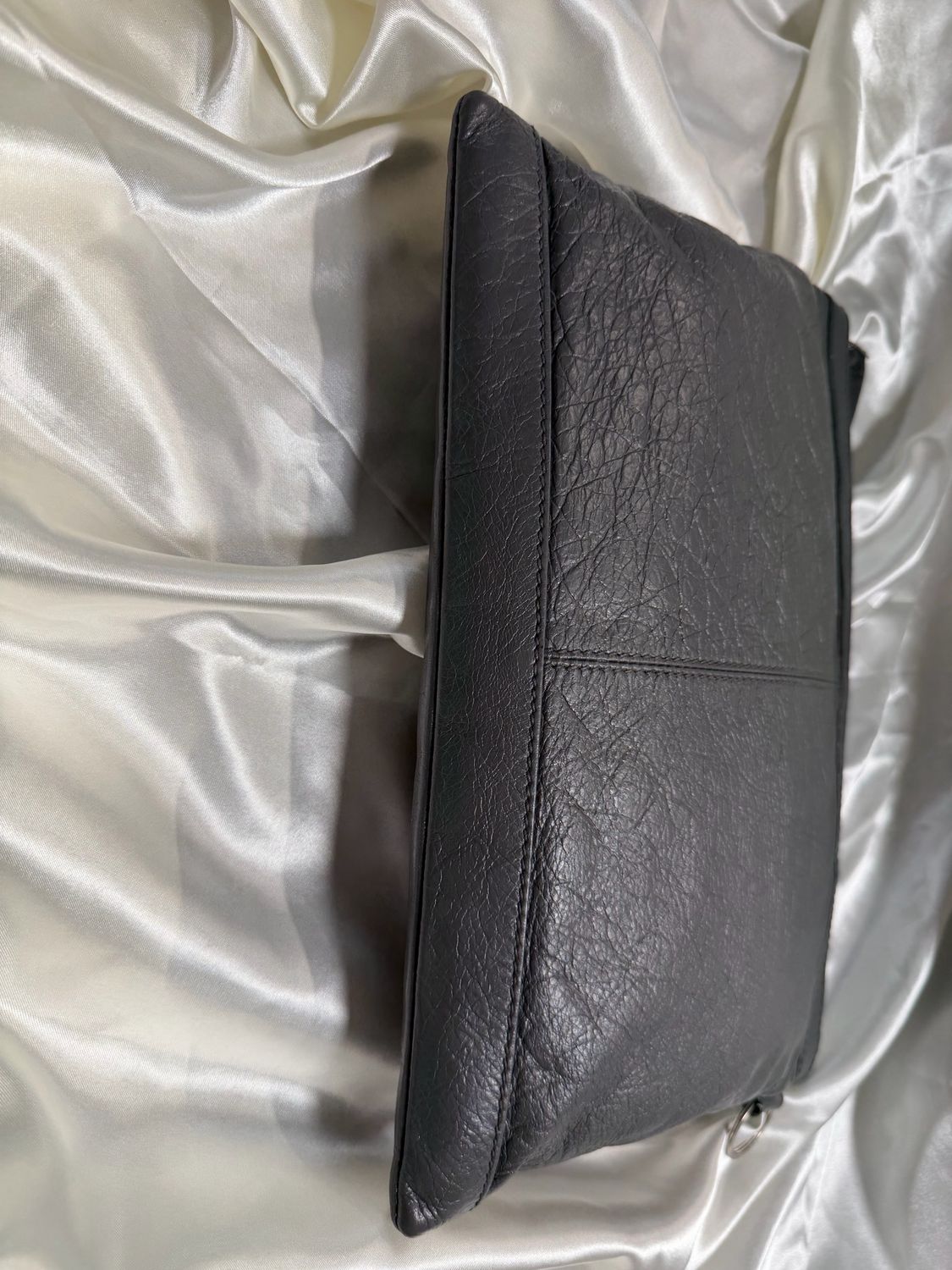 Balenciaga Zipper Clutch Motocross Distressed Leather