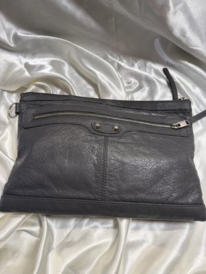Balenciaga Zipper Clutch Motocross Distressed Leather