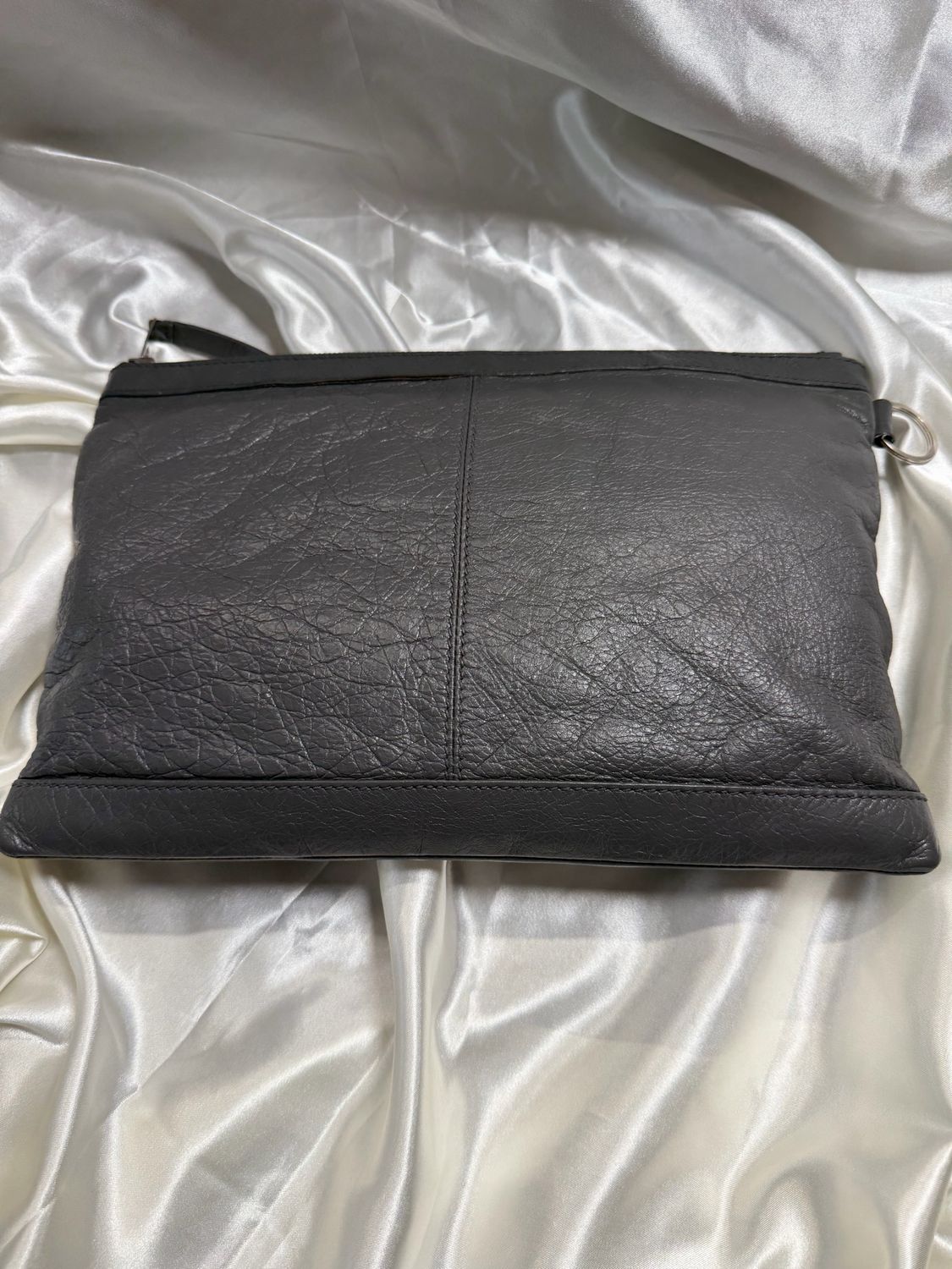 Balenciaga Zipper Clutch Motocross Distressed Leather
